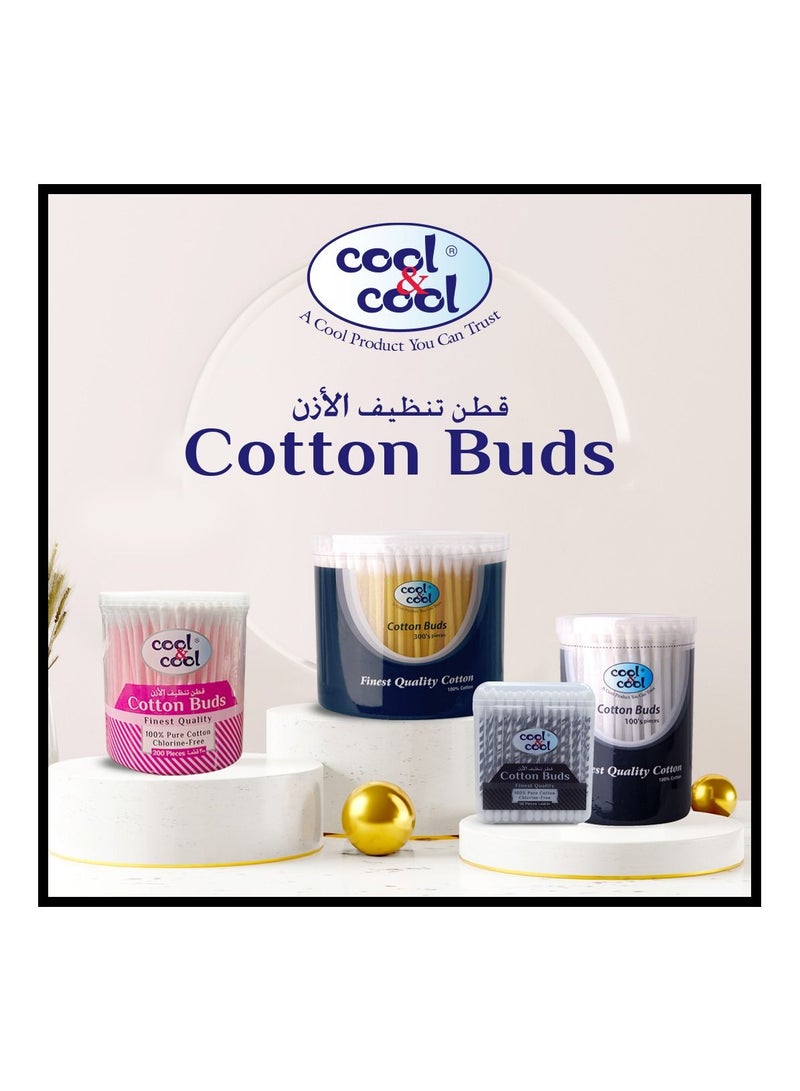 Cool & Cool Cool & Cool Paper Ear Buds- 50's (Twin Pack) - Pink - Round Thick Tips,Cotton Swabs,100% Cotton,Double Tipped,Hygienic,Gentle & Safe Swabs for Ears - 100 Pieces - Assorted - Image 5