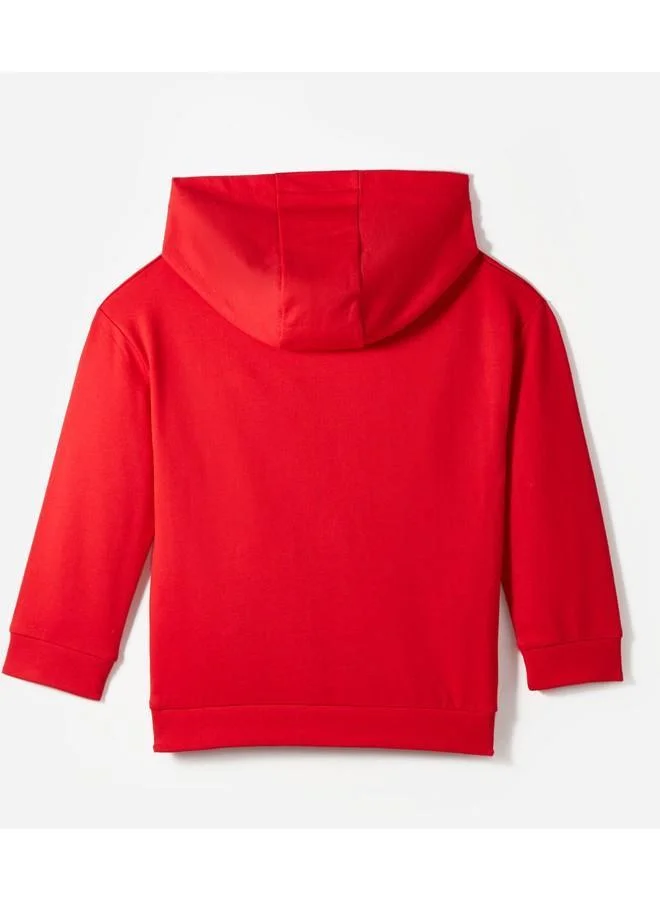 JUNE June Kids Hooded Embossed Printed Cotton Sweatshirt Red