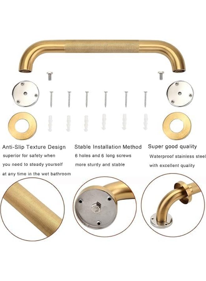 Shower Grab Bar, 2 Pack 24 Inch Gold Bathroom Grab Bar, 1.25" Diameter 304 Stainless Steel Anti-Slip Grab Bars for Bathtubs and Showers, Handicap Shower Grab Bar for Seniors Elderly - Image 4