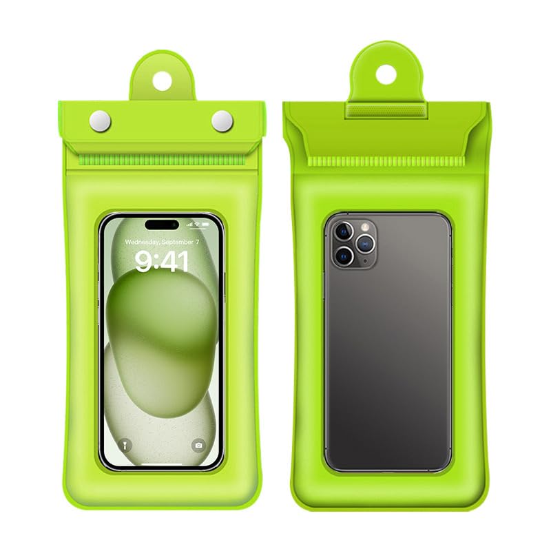 Printme Waterproof Mobile Pouch with Floating Airbags – Universal Waterproof Case for All Smartphones up to 7.2 Inch – IPX8 Dry Bag for Swimming, Beach, Rain – Touchscreen Friendly (Light Green) - Image 1