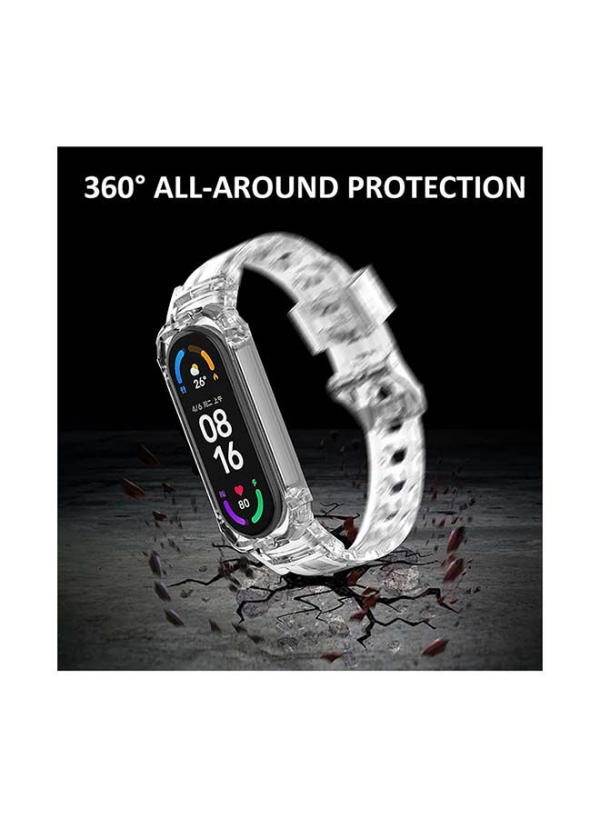 NIBEMINENT Replacement Silicone Strap For Xiaomi Mi Band 5/ 6 Fitness Tracker Clear  - Image 2