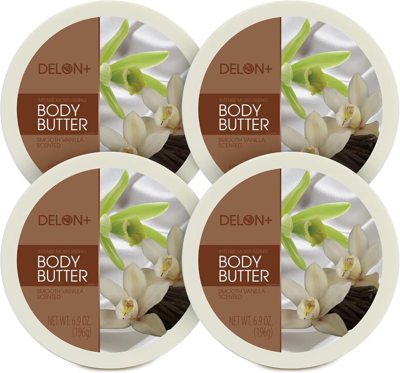 DELON Intense Moisturizing Smooth Vanilla Body Butter 6.9 Oz - 4-Pack - Image 1