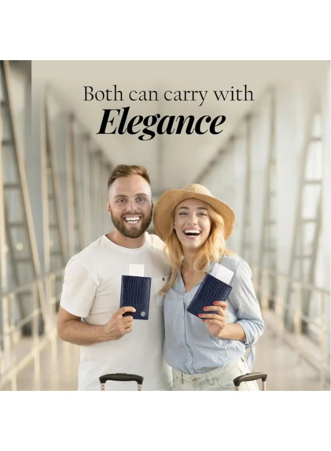 HAMMONDS FLYCATCHER Blue Leather Unisex Passport Holder (PH602_Croc_BU)