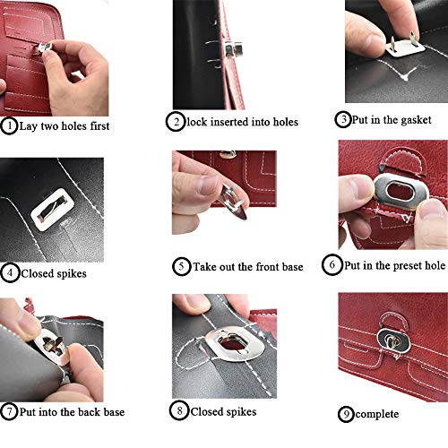 HAHIYO Flip Purse Closure Turn Locks Clip Clasp Easy Install with Online Instructions Picture for Wallet Briefcase Clutch Handbag 165 Inch Length Metal Sturdy Silver 2 Sets with Washers - Image 2