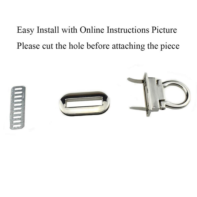 HAHIYO Flip Purse Closure Turn Locks Clip Clasp Easy Install with Online Instructions Picture for Wallet Briefcase Clutch Handbag 165 Inch Length Metal Sturdy Silver 2 Sets with Washers - Image 3