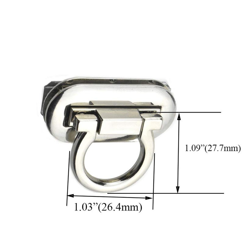 HAHIYO Flip Purse Closure Turn Locks Clip Clasp Easy Install with Online Instructions Picture for Wallet Briefcase Clutch Handbag 165 Inch Length Metal Sturdy Silver 2 Sets with Washers - Image 5