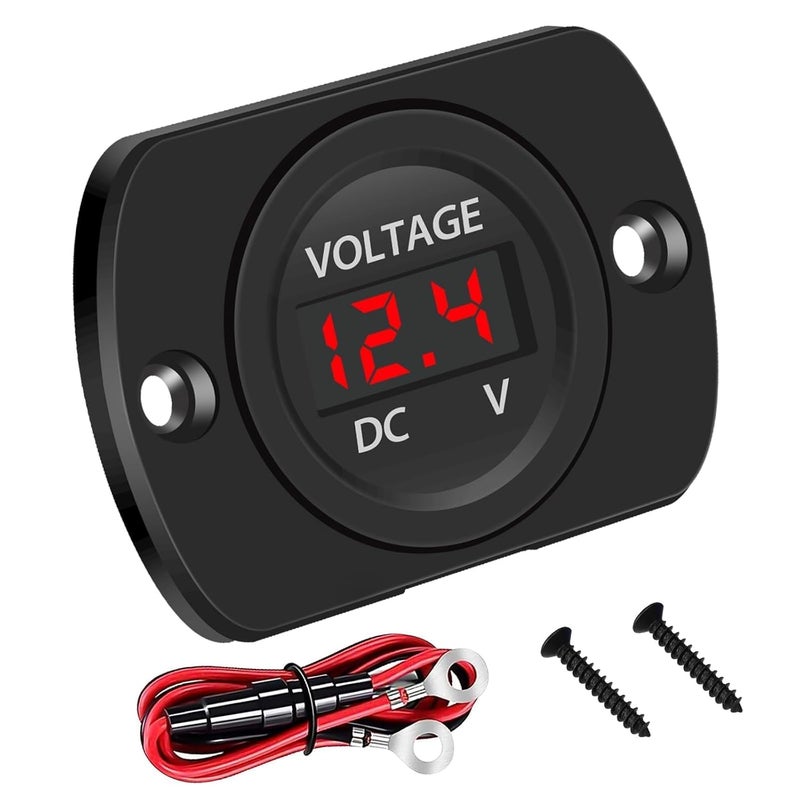 Linkstyle DC 12V Battery Voltage Gauge, Waterproof Battery Voltage Meter with LED Digital Display Voltmeter Panel for Car Boat Marine Motorcycle Truck RV - Image 1