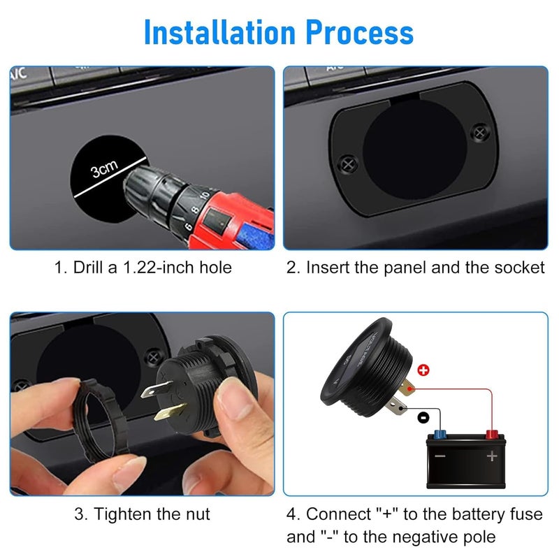 Linkstyle DC 12V Battery Voltage Gauge, Waterproof Battery Voltage Meter with LED Digital Display Voltmeter Panel for Car Boat Marine Motorcycle Truck RV - Image 5