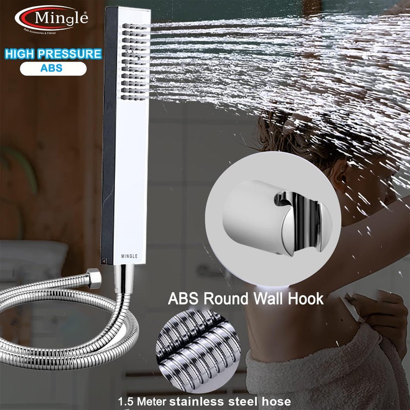 MINGLE Mirror Stainless Steel 304 Round Ultra Slim High Pressure Rainfall Shower Head for bathroom With Arm Shower (Pack of 1) (8 INCH SHOWER 12 SQ WITH HAND SHOWER) - Image 5