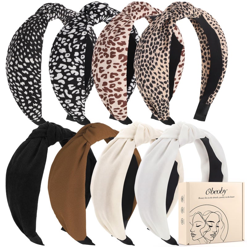 obeoby 8Pcs Fashion Leopard Headbands, Mothers Day Gift for Grandmother Knotted Headbands for Women Mom - Image 1