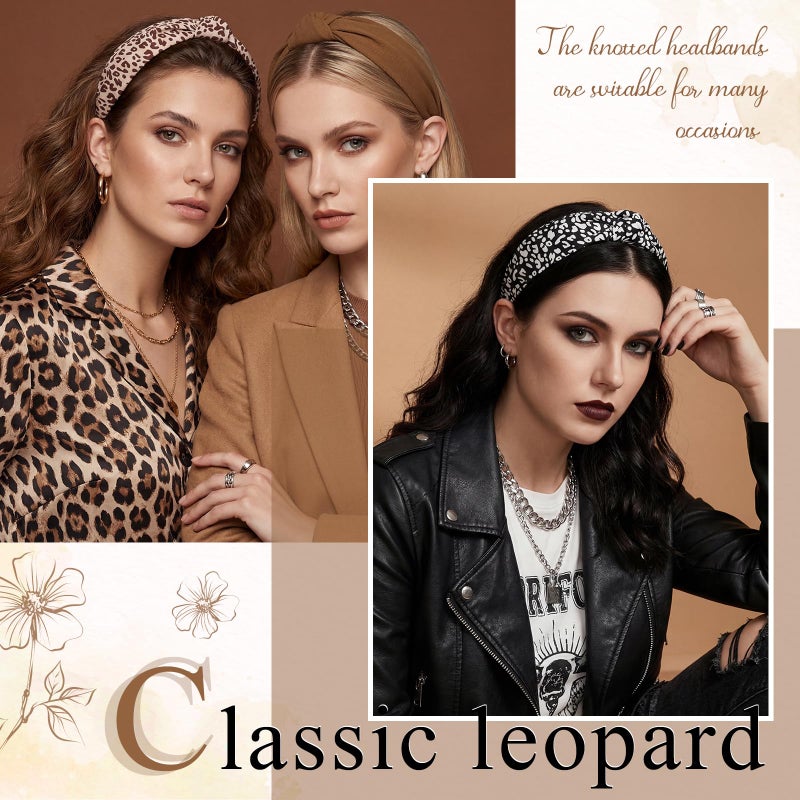 obeoby 8Pcs Fashion Leopard Headbands, Mothers Day Gift for Grandmother Knotted Headbands for Women Mom - Image 3