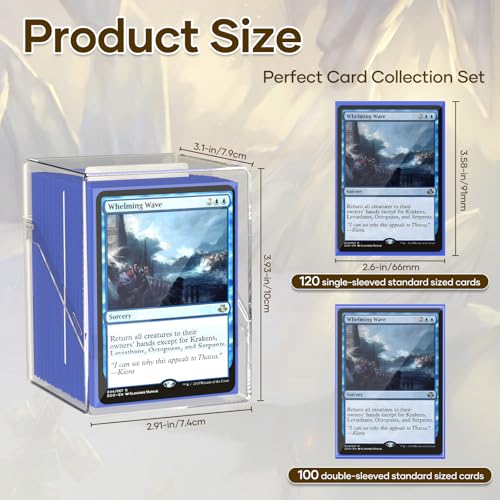 YSCARE 6 Pack Card Deck Boxes, Clear Commander Deck Case with 600Pcs Card Sleeves and Dividers, Standard Size Cards Storage Box Perfect Fit for MTG, Sport, Trading Cards (6 colors) - Image 3