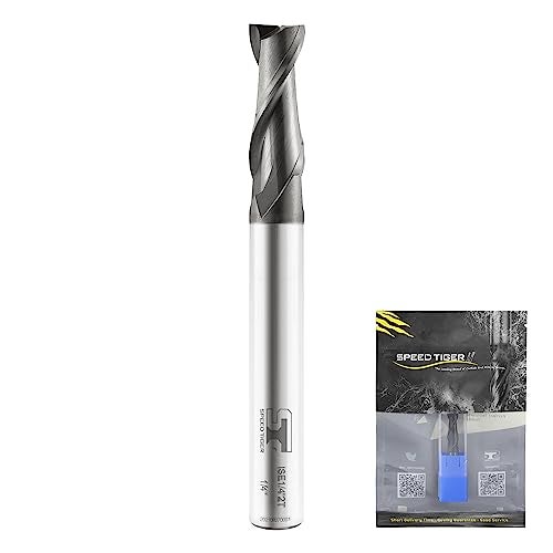 SPEED TIGER Micrograin Carbide Square End Mill - 2 Flute - ISE5/16 2T (1 Piece, 5/16") - for Milling Alloy Steels, Hardened Steel, Metal & More – Mill Bits Sets for DIYers & Professionals - Image 1
