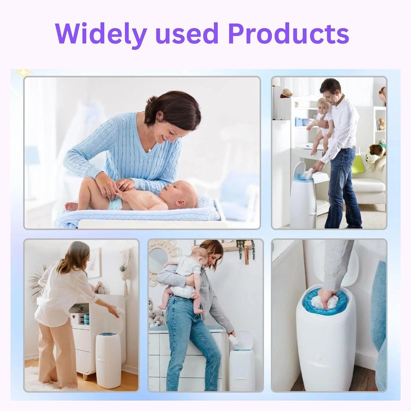 10 Pack scented Nappy Bin refill bag baby waste disposal Diaper bag Universal Fit Tommee Tippee Twist&Click 4.8m Heavy duty 7-Layer Antibacterial Smellproof Diaper Cassette Pail Refill Hold 350 Diaper - Image 3