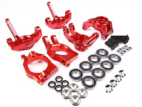 GTBracing CNC Aluminum Front Spindle Knuckle + Rear Wheel Hub Carrier + C Hub Set for LOSI DBXL, DBXL-E/2.0,MTXL RC Car 1/5 Upgrade Parts (Red) - Image 1