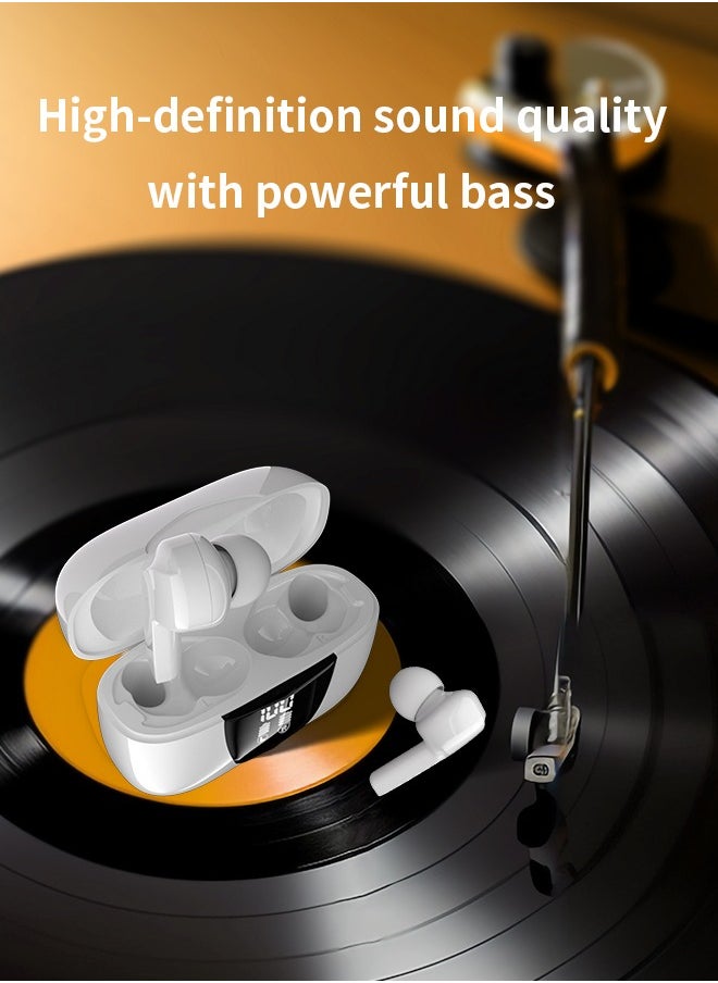 WAPIK - Korean Brand Bluetooth Earphones RS1 Fully In-Ear True Wireless Earbuds, Ultra-Light 3.9g, 13mm Drivers, 4 Mics with AI Clear Calls, Bluetooth 5.3, Powerful Bass, ENC Noise Cancellation, 48-Hour Playtime, LED Power Display, IPX6 Waterproof, White. - Image 1