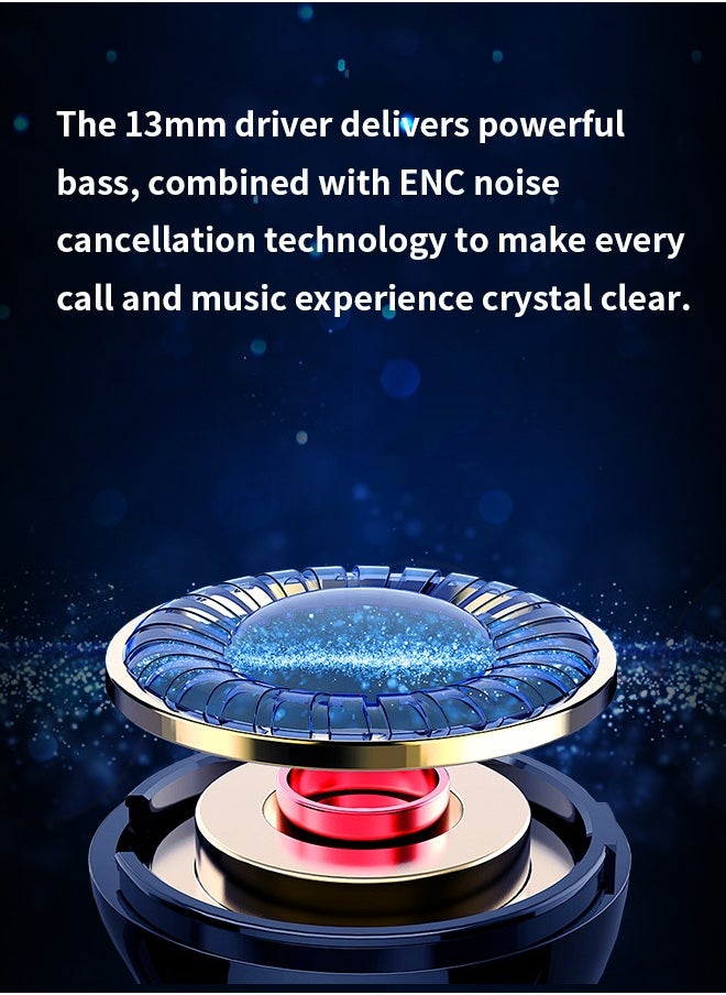 WAPIK - Korean Brand Bluetooth Earphones RS1 Fully In-Ear True Wireless Earbuds, Ultra-Light 3.9g, 13mm Drivers, 4 Mics with AI Clear Calls, Bluetooth 5.3, Powerful Bass, ENC Noise Cancellation, 48-Hour Playtime, LED Power Display, IPX6 Waterproof, White. - Image 1
