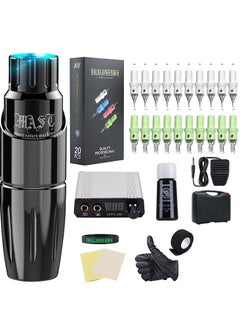 Complete Rotary Tattoo Pen Machine Kit, Mast Tour Tattoo Permanent Makeup Pen Machine 20Pcs Cartridges Needles Power Supply Color Inks for Tattoo Studio Artists 366H