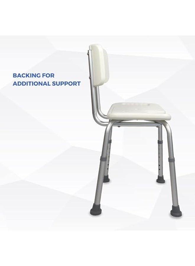 U Shape Shower Chair for Elderly and Disabled People Height Adjustable Bath Seat with Backrest Toilet Aid - Image 3