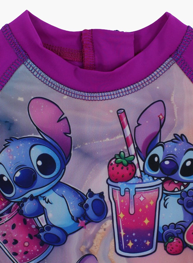 I.Wear I.Wear Girls Overall Swimsuit – Purple with Stitch Print - Image 3