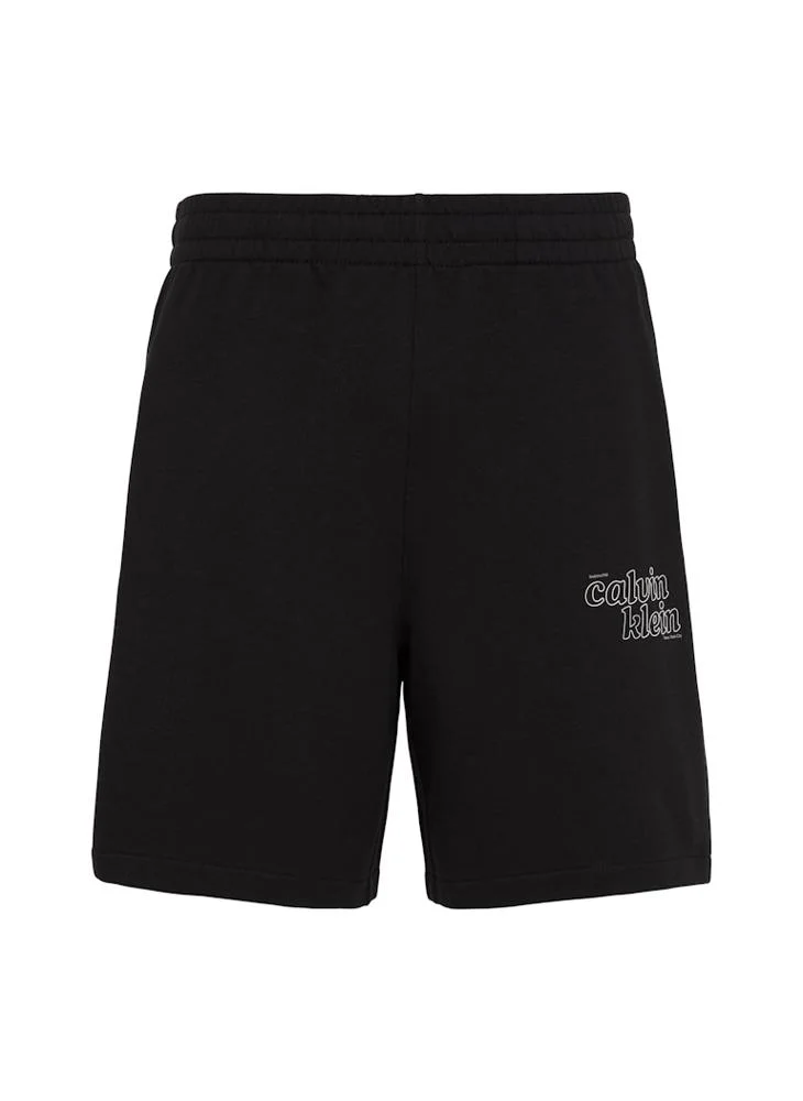 Calvin Klein Jeans Black Premium Terry Graphic Shorts for Men | Best Price UAE