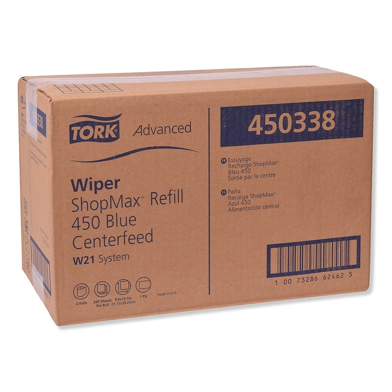 Tork مناديل ورقية مركزية ثقيلة من تورك شوب ماكس زرقاء W22 عالية الامتصاص 450 ورقة 450338 - Image 2