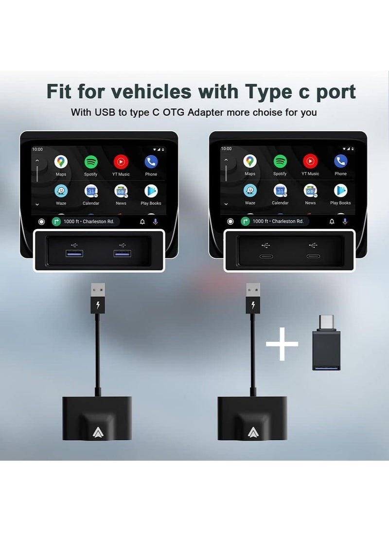 MSMR Android Auto Wireless Adapter, for Android Wireless Carplay Dongle New Wireless Auto Car Adapter Play WiFi Online Update USB-A Cables  - Image 4