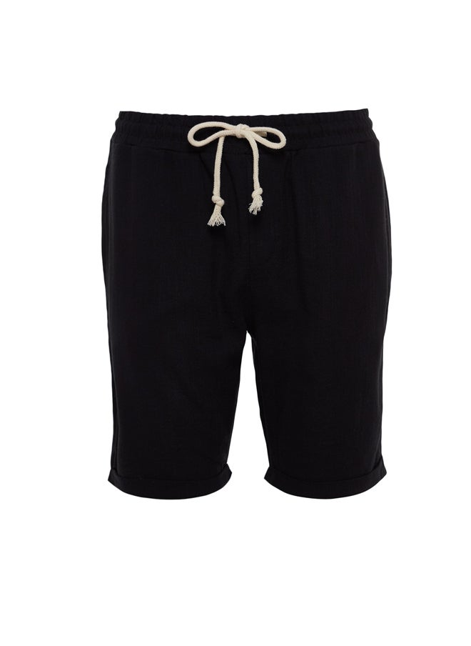 trendyol - Black Regular Fit Linen Look Shorts TMNSS23SR00030 - Image 1