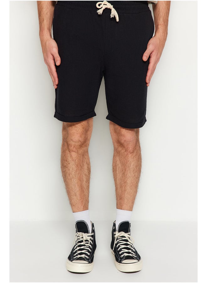 trendyol - Black Regular Fit Linen Look Shorts TMNSS23SR00030 - Image 1