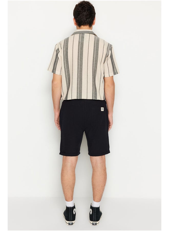 trendyol - Black Regular Fit Linen Look Shorts TMNSS23SR00030 - Image 1
