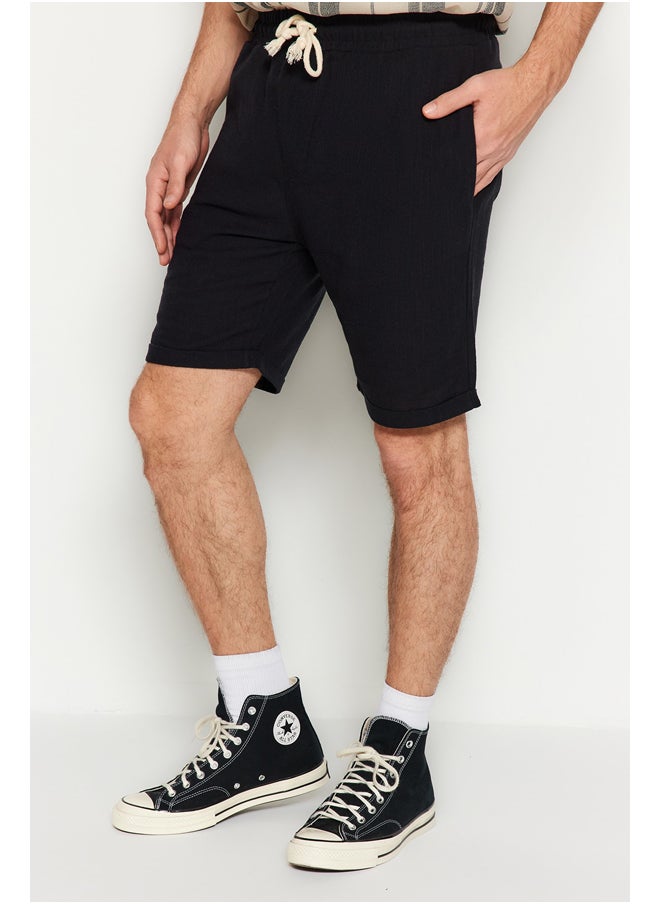 trendyol - Black Regular Fit Linen Look Shorts TMNSS23SR00030 - Image 1