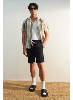 Black Regular Fit Linen Look Shorts TMNSS23SR00030