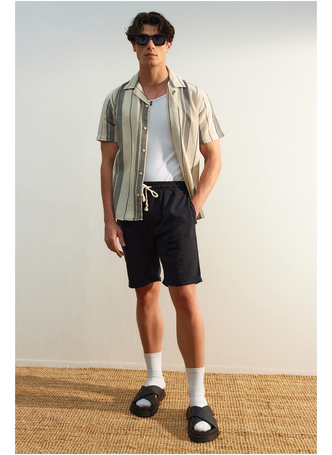 trendyol - Black Regular Fit Linen Look Shorts TMNSS23SR00030 - Image 1