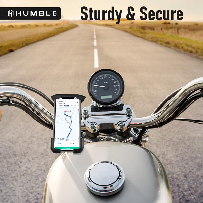 Humble حامل موبايل للدراجات والدراجات الهوائية، دوران 360°، مشابك سيليكون مبطنة متعددة الجوانب، مع أقفال بنقرة واحدة، مناسب للهواتف الذكية من 5 إلى 7 بوصات (BK-050) - أسود - Image 2