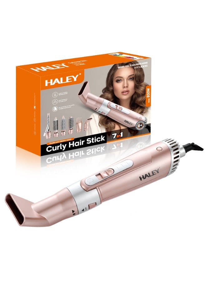 HALEY 7-in-1 Electric Curling Hair Comb 800W – Hot Air Styler, Hair Dryer Brush with 3 Heat Settings & Multi Attachments - Image 1