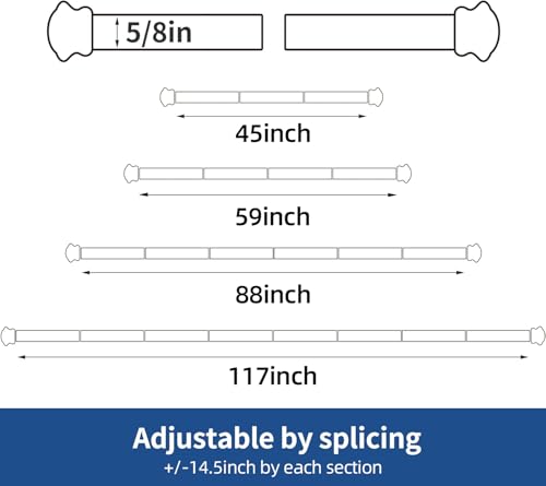 Alskarhem Small Curtain Rods for Windows 30" to 45" 5/8 Inch Standard Decorative Black Curtain Rod with Brackets Easy to Install for Bedroom Living room Kitchen (30",45") - Image 4