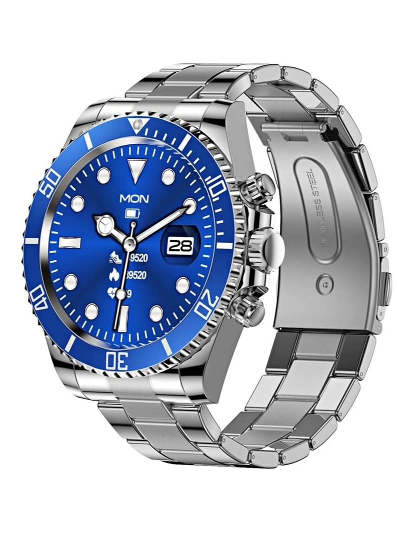 AW12 Gold Stainless Steel Smart Watch 1.28'' IPS Full-touch Screen BT Call Nightlight Rotating Chronograph Dial Fitness Health Monitor Massive Dial Rotatable Crown - Image 1