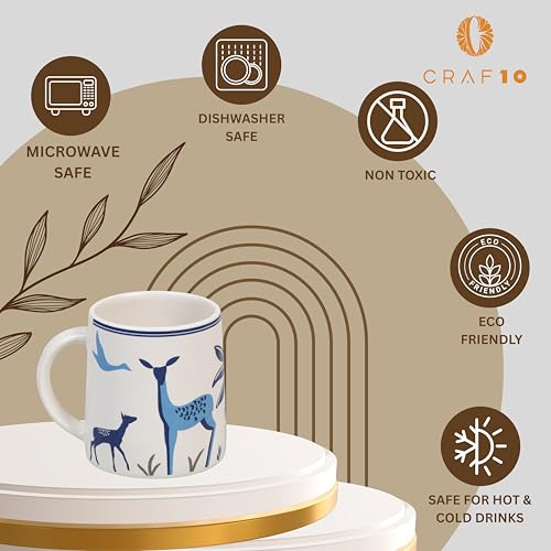 CRAF10 Blue Stag Ceramic Tea/Coffee Mug – Single Piece, 330 ML, Elegant & Durable, Microwave Safe, Pack of 1, Office use - Image 3