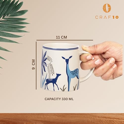CRAF10 Blue Stag Ceramic Tea/Coffee Mug – Single Piece, 330 ML, Elegant & Durable, Microwave Safe, Pack of 1, Office use - Image 2