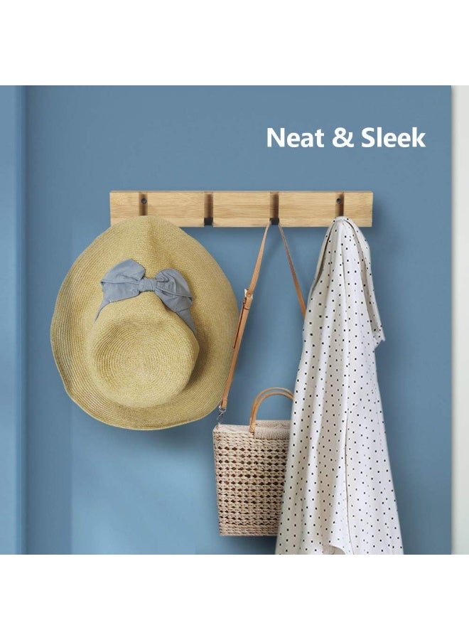 Wooden Coat Hooks Coat Rack Wall Mounted, Modern Coat Rack, Space-Saving Coat Hook with 4 Standard Retractable Hooks Hat Coat Hook for Entryway, Hallway, Bathroom, Living Room, Bedroom - Image 5