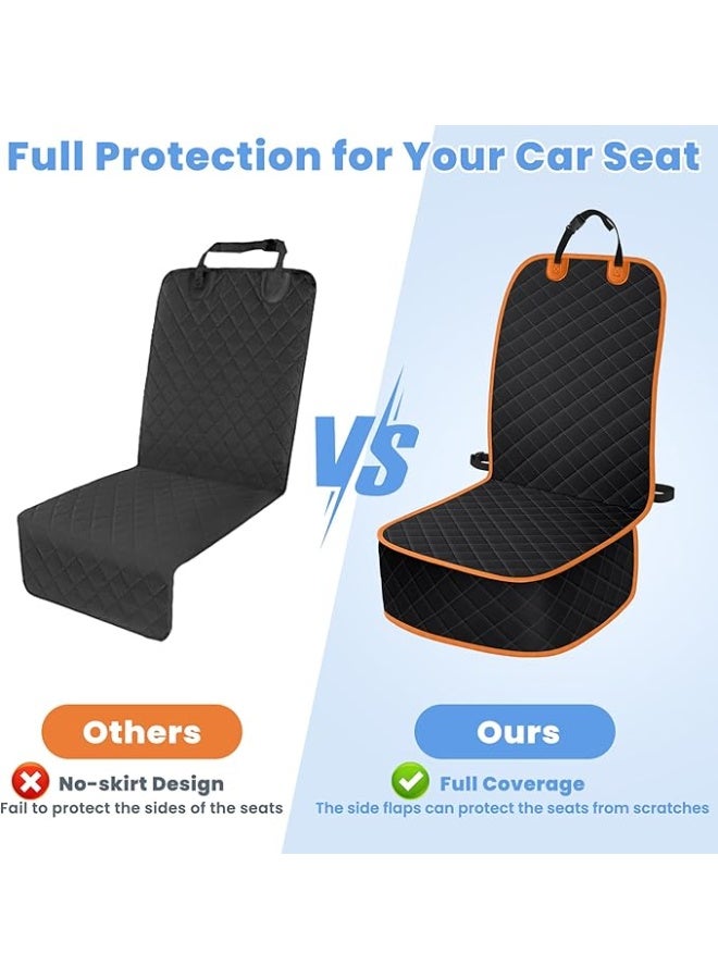 Dog Car Seat Covers, Waterproof Front Seat Cover for Dogs, Scratch-Proof, Nonslip Pet Passenger Seat Cover Protector, Universal Fit for Cars Trucks SUVs, Standard Size, Black with Orange - Image 4