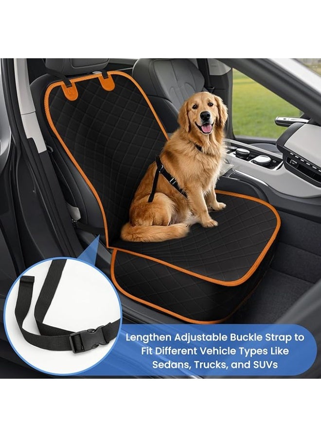 Dog Car Seat Covers, Waterproof Front Seat Cover for Dogs, Scratch-Proof, Nonslip Pet Passenger Seat Cover Protector, Universal Fit for Cars Trucks SUVs, Standard Size, Black with Orange - Image 2