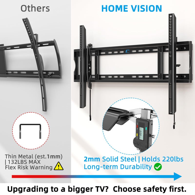 HOME VISION Heavy Duty TV Wall Mount for Large TVs 60-120 Inch, Tilting TV Wall Mount, Max VESA 900x600, Holds up to 220lb, Fits 16/18/24/32 Inch Studs - Image 2