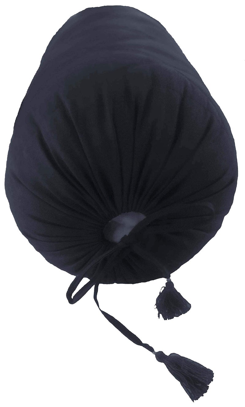 Saffron Cotton Removable Quilted Bolster Cover (25 Diameter x 60 cm Long, Navy Blue) -Set of 2 - Image 4