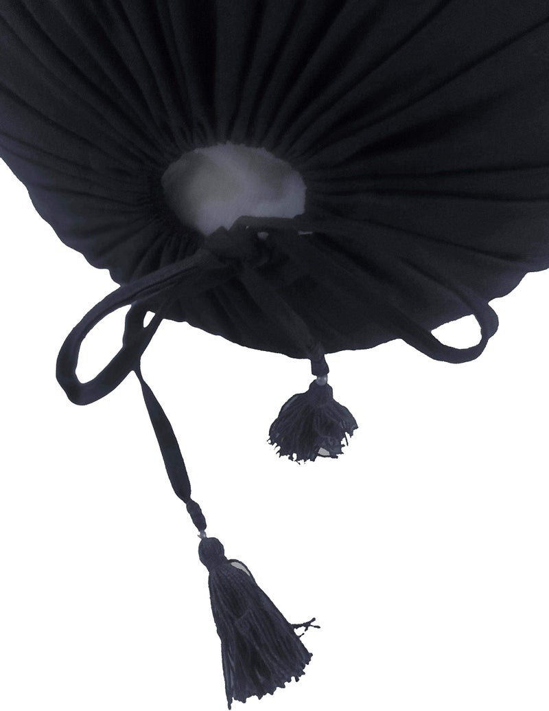 Saffron Cotton Removable Quilted Bolster Cover (25 Diameter x 60 cm Long, Navy Blue) -Set of 2 - Image 5