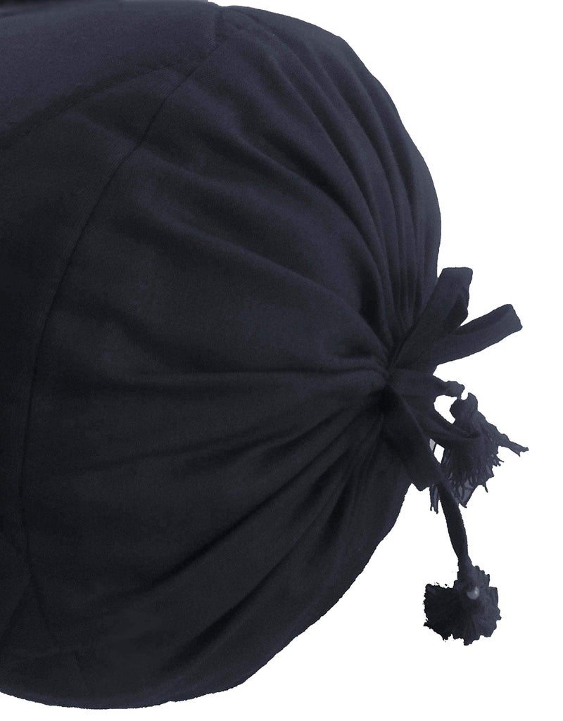 Saffron Cotton Removable Quilted Bolster Cover (25 Diameter x 60 cm Long, Navy Blue) -Set of 2 - Image 2