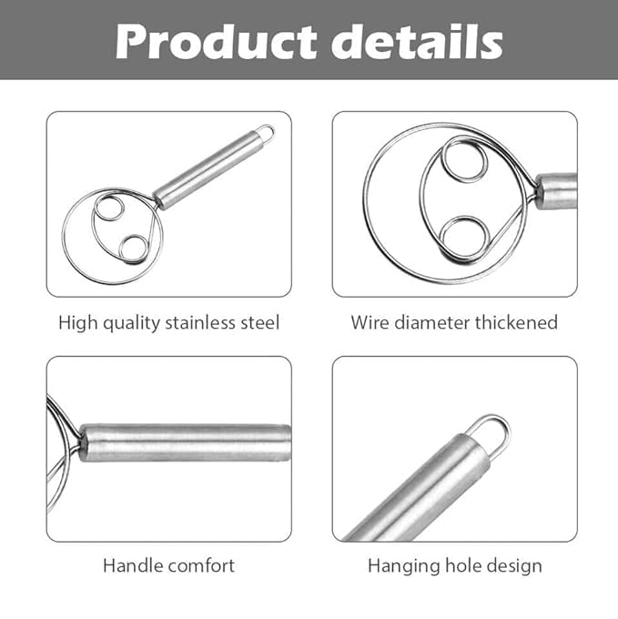 N7 Divine N7 Divine Stainless Steel Atta Kneader Dough Maker Roti Atta Blender Beater Manual Flour Mixer Dough Whisk Bread Making Tools for for Egg Bread Cake Pastry  - Image 3