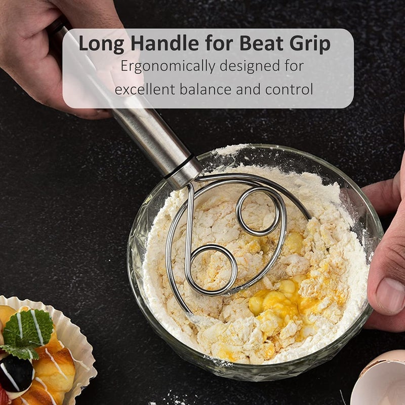 N7 Divine N7 Divine Stainless Steel Atta Kneader Dough Maker Roti Atta Blender Beater Manual Flour Mixer Dough Whisk Bread Making Tools for for Egg Bread Cake Pastry  - Image 5