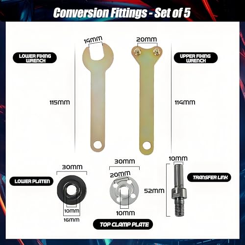 THEshyop Electric Drill Angle Grinder Connecting Rod Set, 10mm Conversion Angle Grinding Adapter Connecting Rod Kit With Spanner For Cutting Disc, Polish Disc And Polish Sponge (2 Set) - Image 3