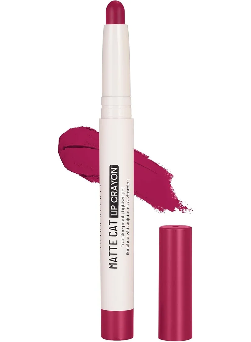 سويس بيوتي Swiss Beauty Non-Transfer Matte Cat Lip Crayon | Water-Resistant | Long-Lasting 8 Hours Stay | Retractable Lip Crayon | Shade - Sinful Scarlet, 1.5g |